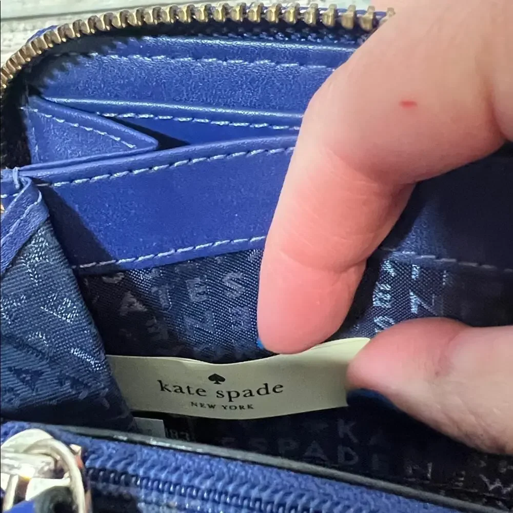 Kate Spade Neda Market Street Accordion Wallet in Blue Pebble Leather